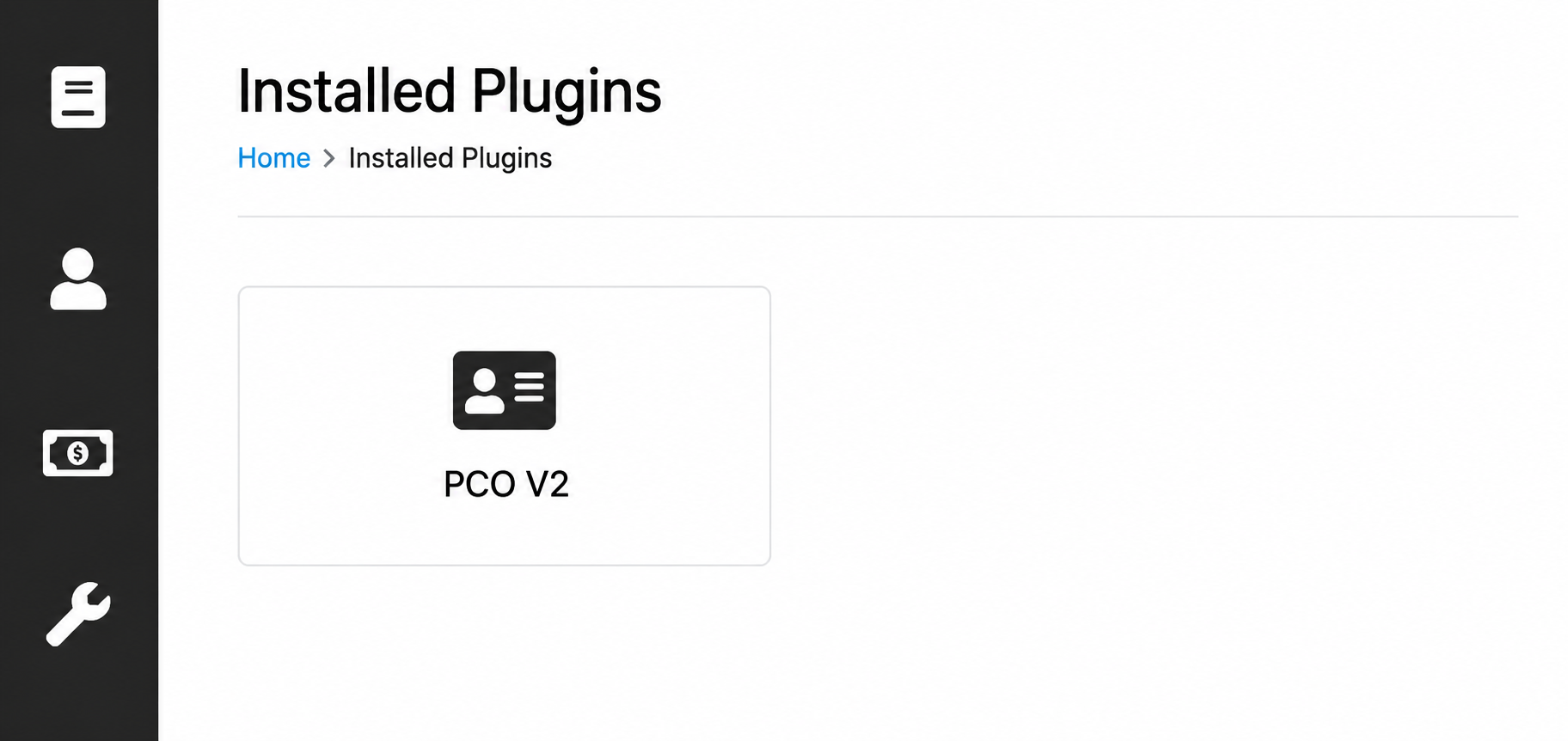 How PCO Version 1 Appears in Installed Plugins