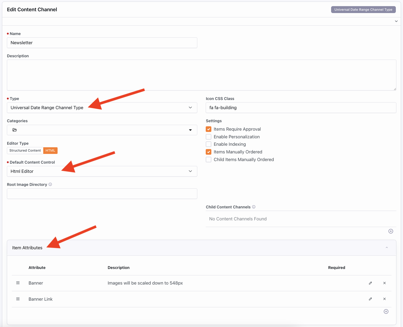 Content Channel View in Template